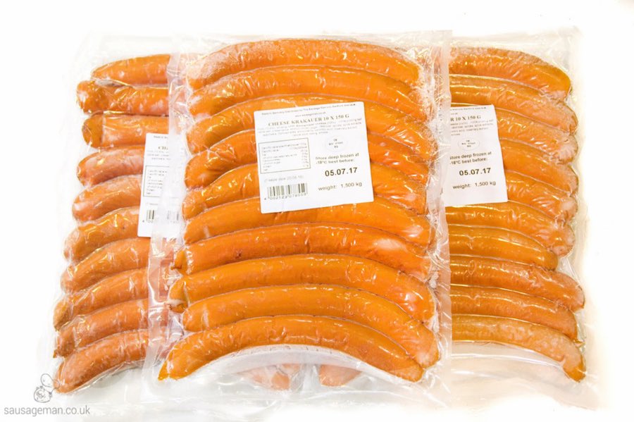 Cheese hot dogs wholesale UK suppliers and distributors The Sausage Man Packs of 10