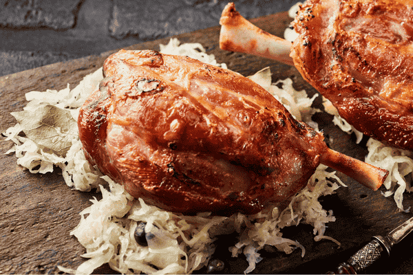 Pork Knuckle on bed of sauerkraut Pork Knuckle on bed of sauerkraut