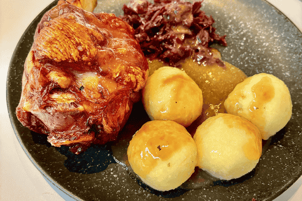 Pork Knuckle with Dumpling and Red Cabbage Pork Knuckle with Dumpling and Red Cabbage