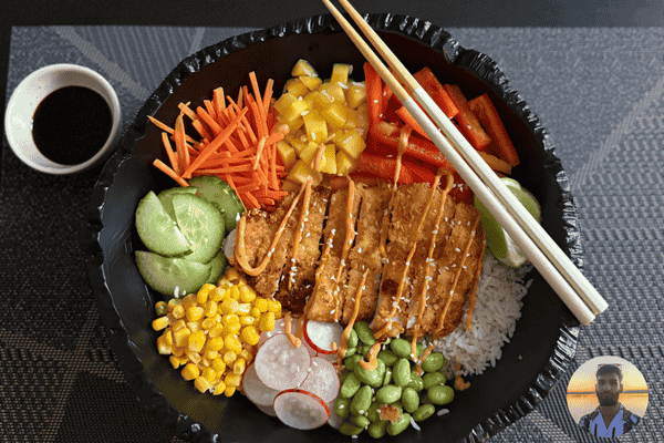Rainbow Schnitzel Poke Bowl