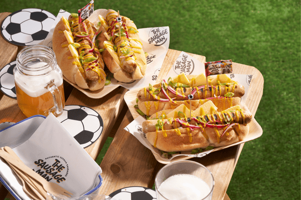 Vegan Brat Vurst on a table Football